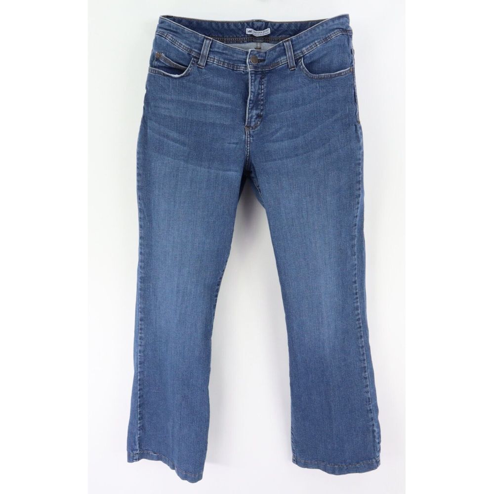 Lee Bootcut Jeans Womens 16 Blue Denim Slender Secret Lower On The Waist Stretch